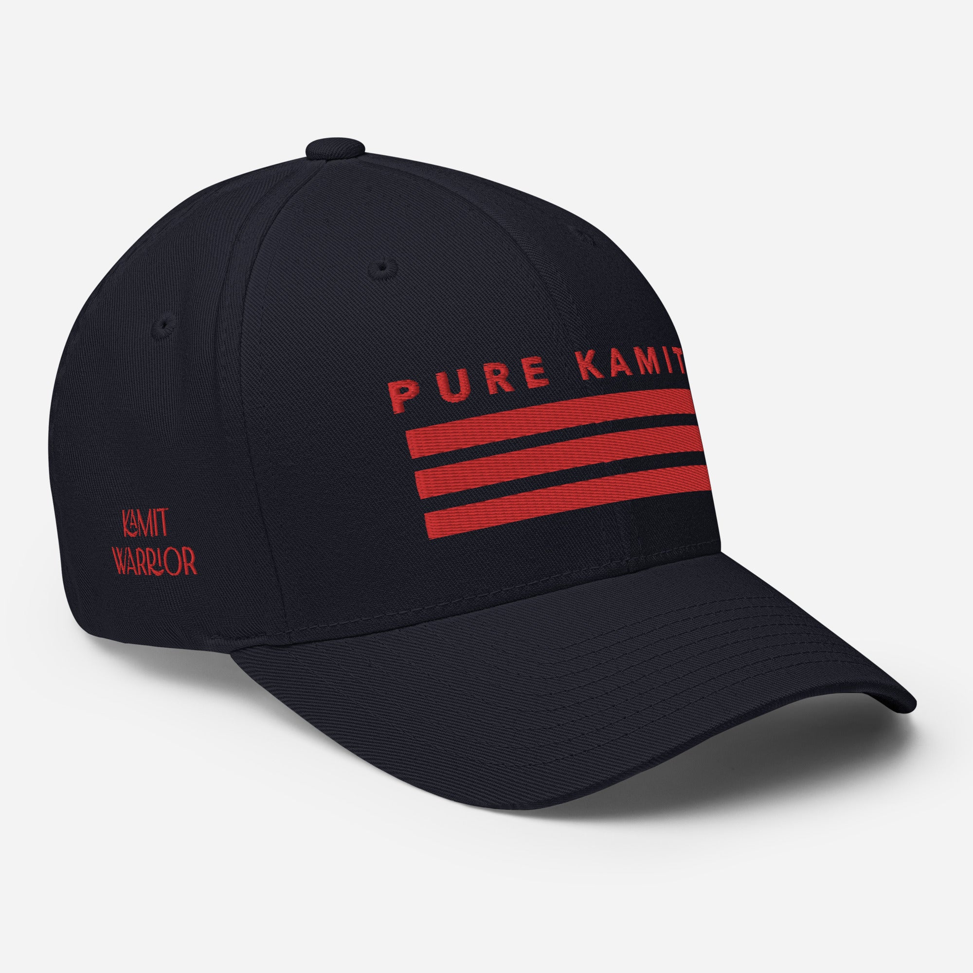 PURE KAMIT Casquette Flexfit noire broderie rouge