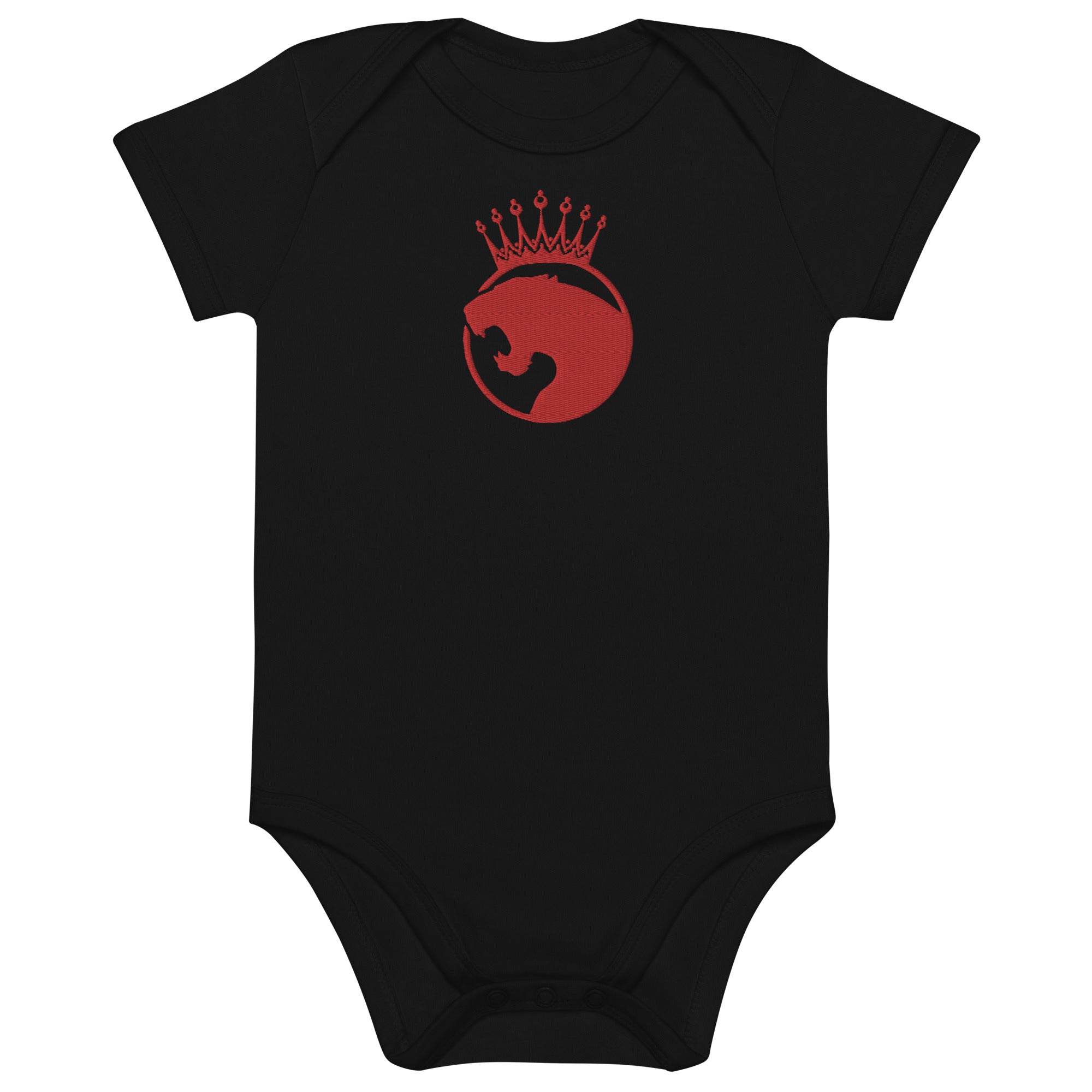 LOGO LEOPARD Brodé Noir Body en coton bio bébé