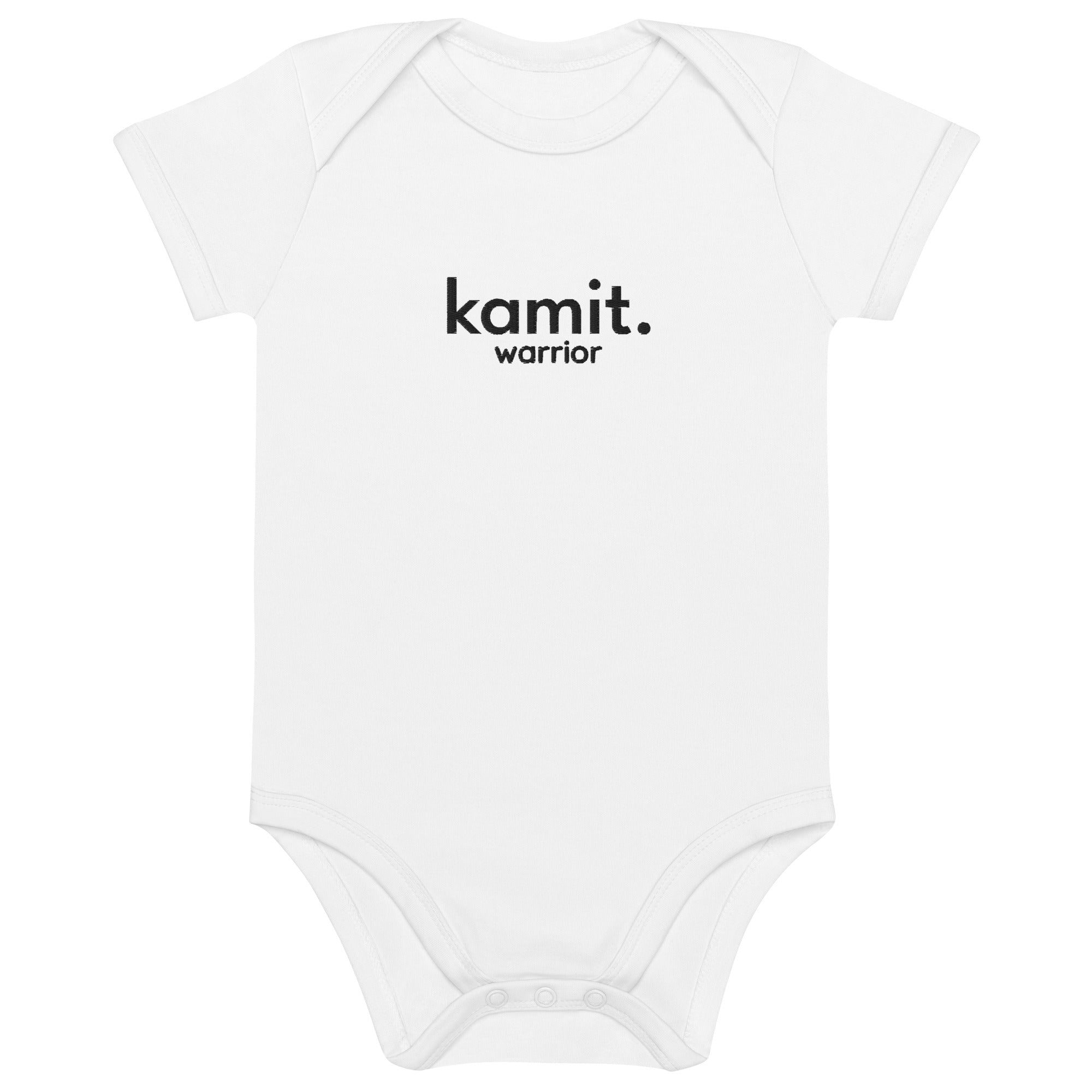 KAMIT. WARRIOR LOGO 4 Brodé Body en coton bio bébé