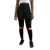 JUST KAMIT Legging de sport Noir et Rouge